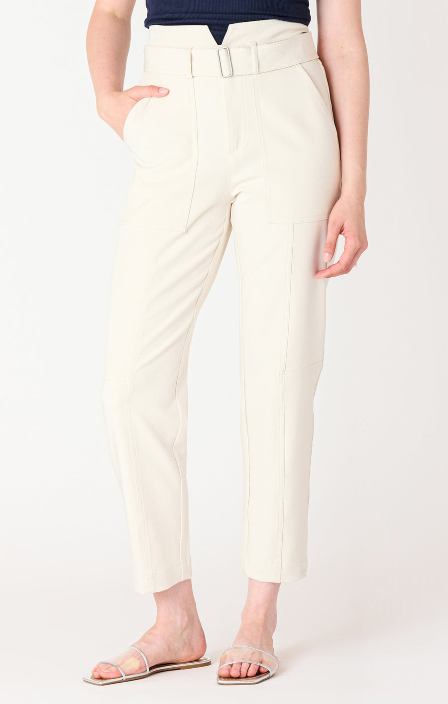 Ladies High Waisted Belted Utility Pant