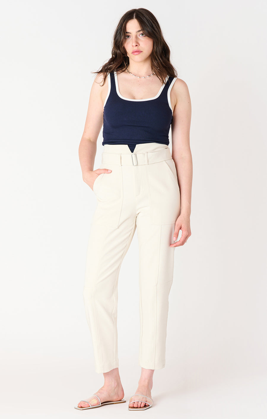 Ladies High Waisted Belted Utility Pant