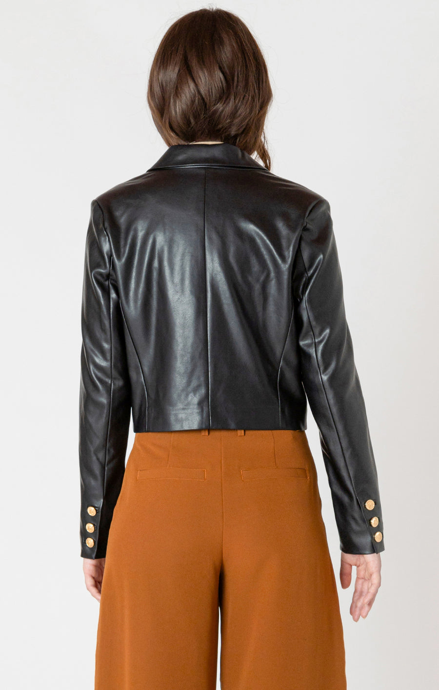Ladies Faux Leather Cropped Jacket