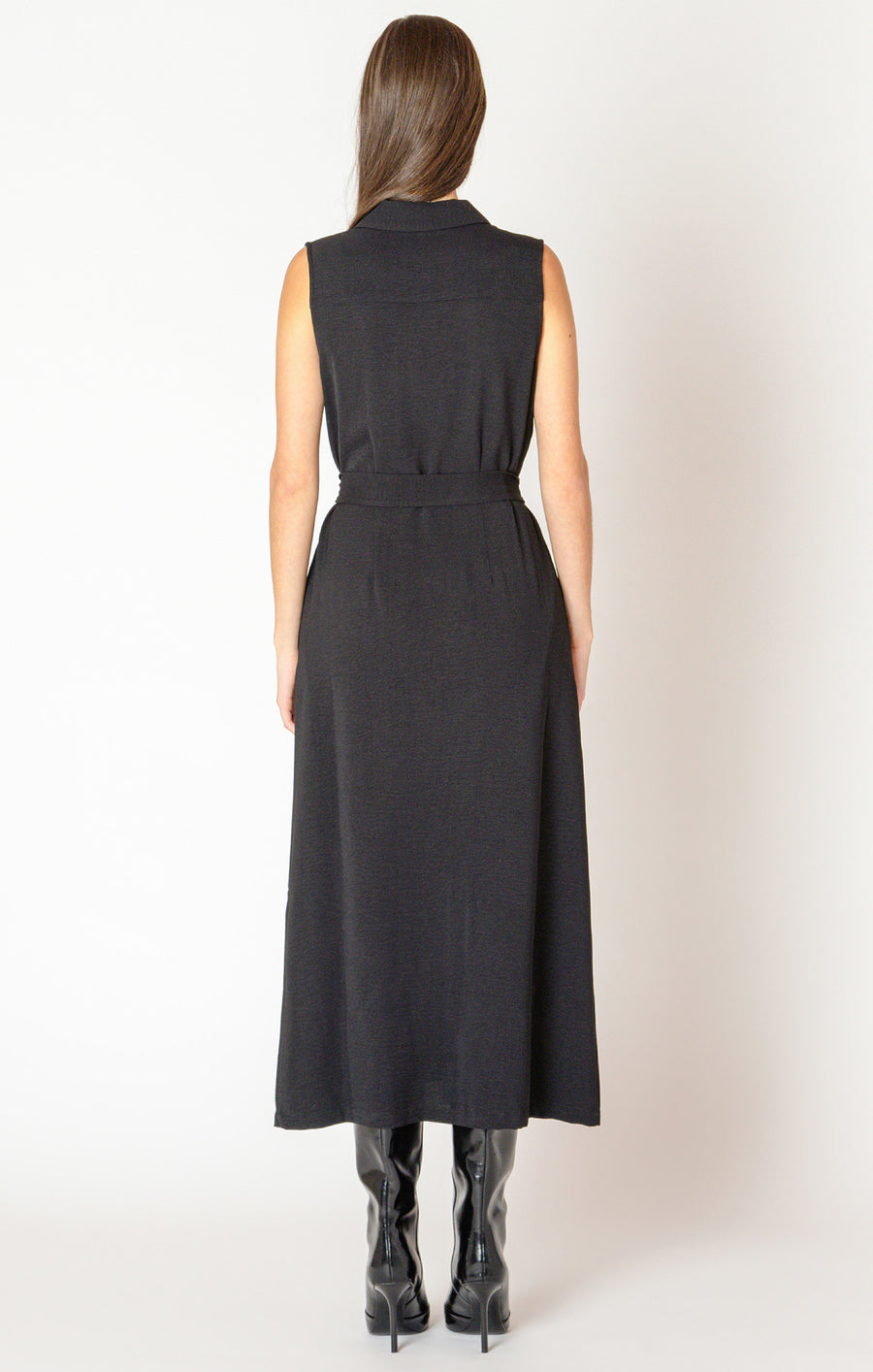 Ladies Sleeveless Belted Shirt Dress