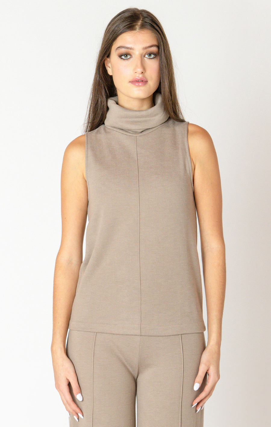 Ladies Rolled Neck Seamed Top