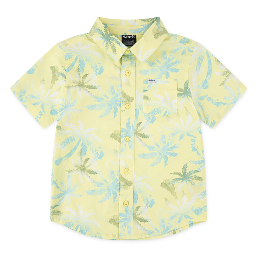 Boy's (4-15) Printed Button Up Stretch Shirt - Yellow
