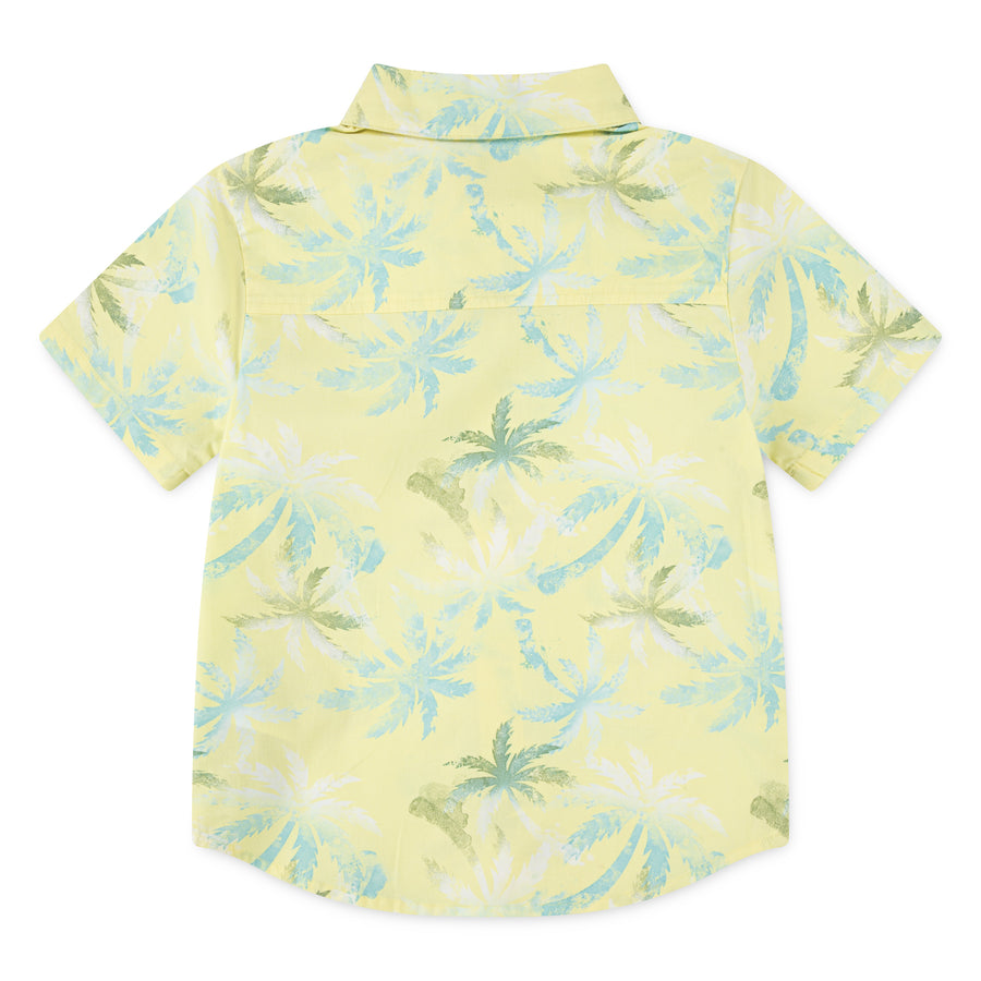 Boy's (4-15) Printed Button Up Stretch Shirt - Yellow