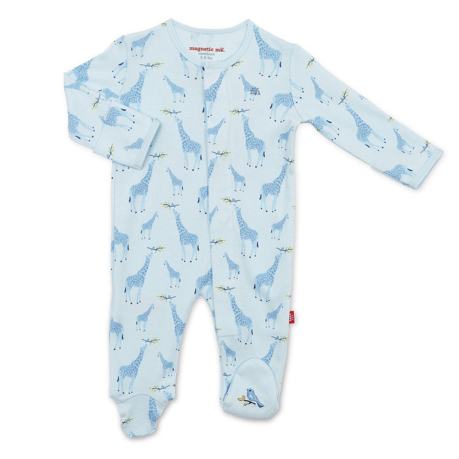 Infant Boy's Blue Jolie Giraffe Organic Cotton Footie