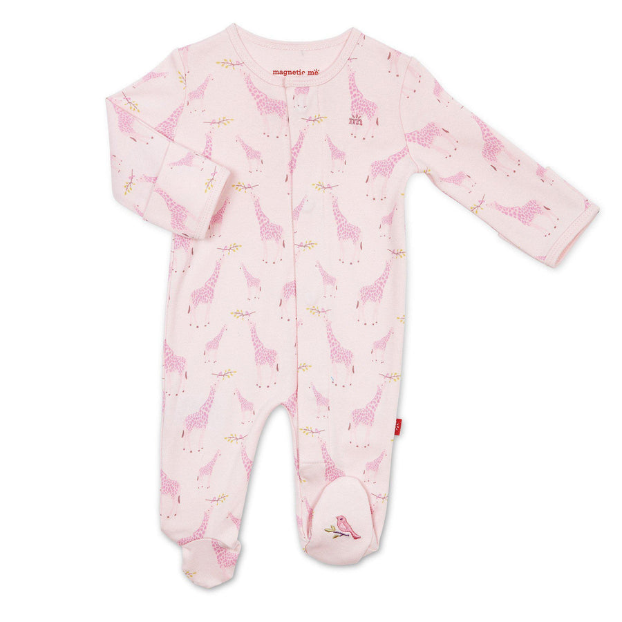 Infant Girl's Pink Jolie Giraffe Organic Cotton Footie