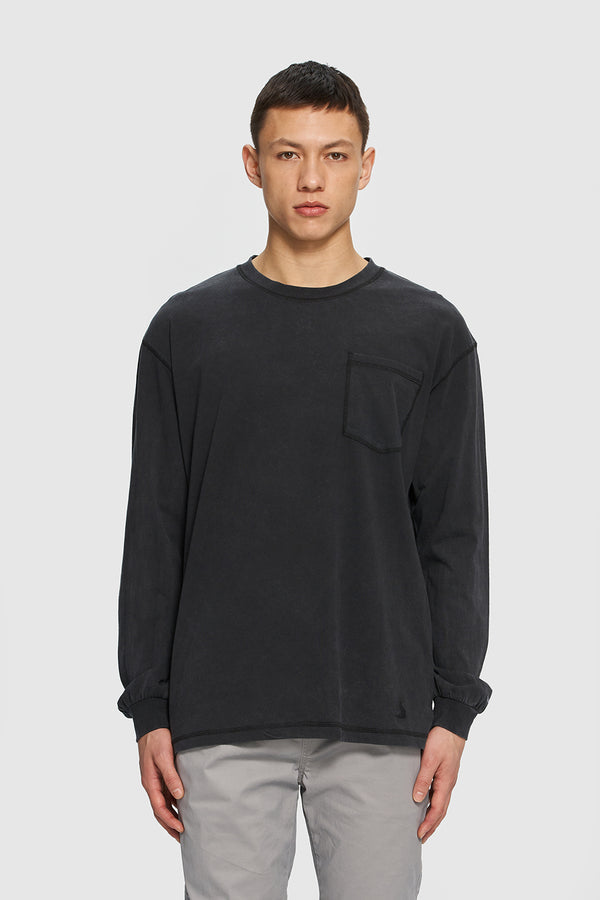 Men's Vintage Long Sleeve Pocket Tee - Vintage Black